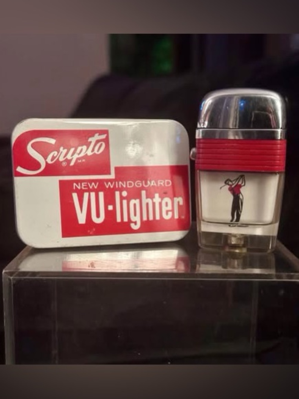 Vintage Scripto-VU Lighter 1962 Golfer with Original Box